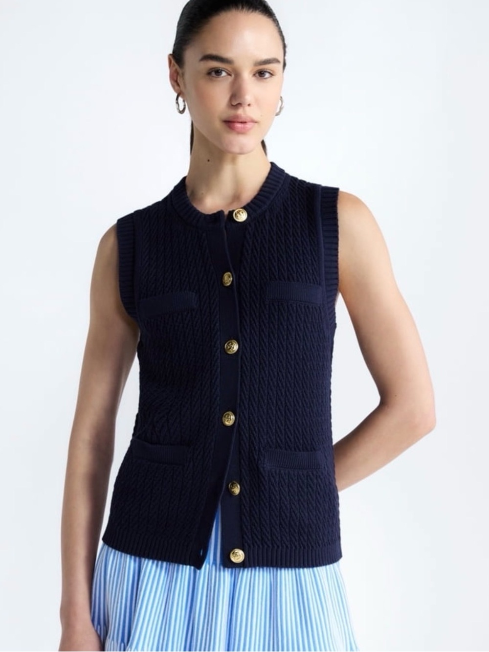 Free Assembly Navy Cable Knit Sweater Vest Size XXL - Picture 1 of 7